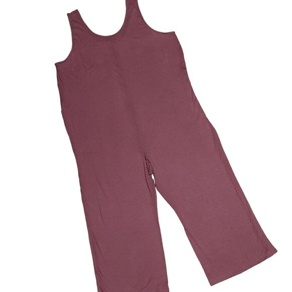 Grace Relaxed Jumpsuit side pockets dark rouge wide leg silhouette 4X - Picture 1 of 10